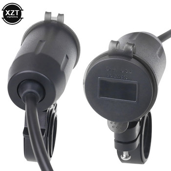 Мотоциклетно зарядно устройство Водоустойчив бърз захранващ адаптер Dual QC 3.0 USB Charge Voltmeter with Switch For Mobile Motorcross