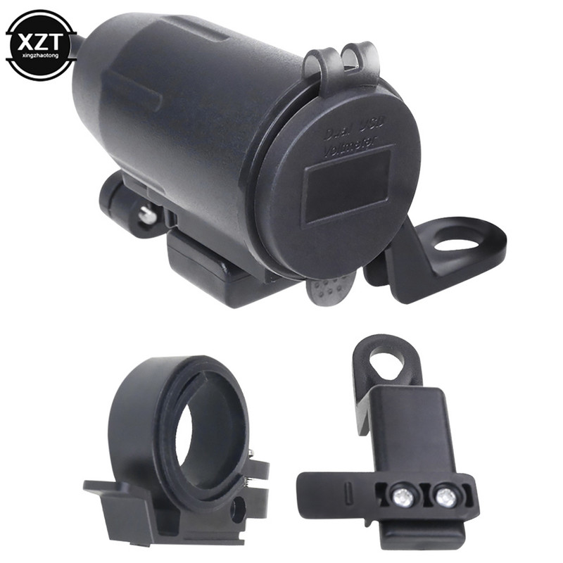 Încărcător pentru motociclete Adaptor de alimentare rapidă rezistent la apă, voltmetru de încărcare USB dual QC 3.0 cu comutator pentru motocicletă mobilă