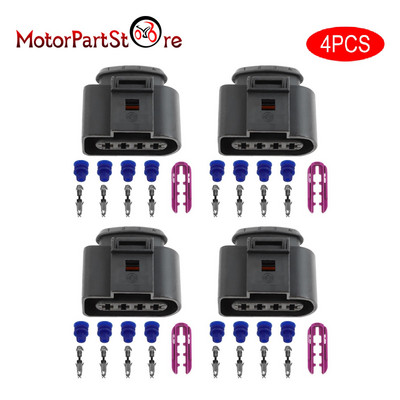 4x uždegimo ritės jungties laido kištukas, skirtas VW Passat Jetta Golf Beetle Tiguan Audi A3 A4 A5 A6 A8 Q5 Q7 R8 S4 TT 1J0973724