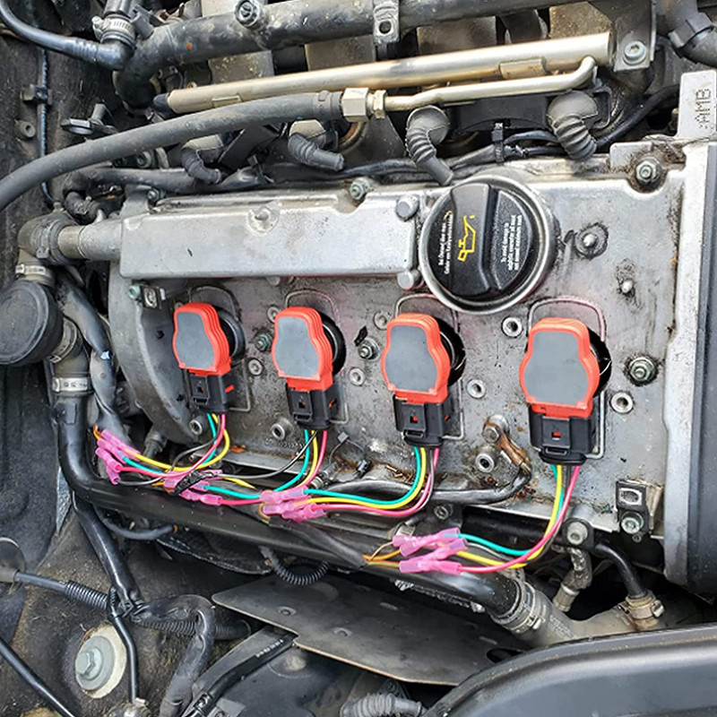 4x uždegimo ritės jungties laido kištukas, skirtas VW Passat Jetta Golf Beetle Tiguan Audi A3 A4 A5 A6 A8 Q5 Q7 R8 S4 TT 1J0973724