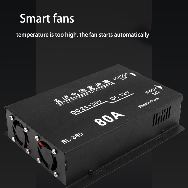 24 V redutseerija muundur Suure võimsusega trafo DC 24 V kuni alalisvoolu 12 V inverter 80 A 60 A paadiga veoautole auto heli külmik