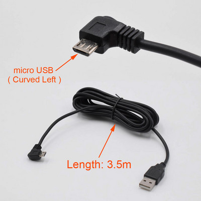 Cablu micro USB curbat de încărcare auto XCGaoon pentru camera DVR auto Video Recorder / GPS / PAD / mobil, lungime cablu 3,5 m (11,48 ft)