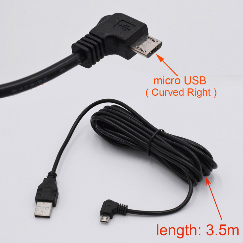 Cablu micro USB curbat de încărcare auto XCGaoon pentru camera DVR auto Video Recorder / GPS / PAD / mobil, lungime cablu 3,5 m (11,48 ft)