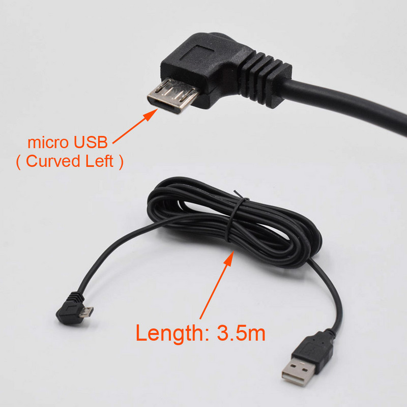 Cablu micro USB curbat de încărcare auto XCGaoon pentru camera DVR auto Video Recorder / GPS / PAD / mobil, lungime cablu 3,5 m (11,48 ft)