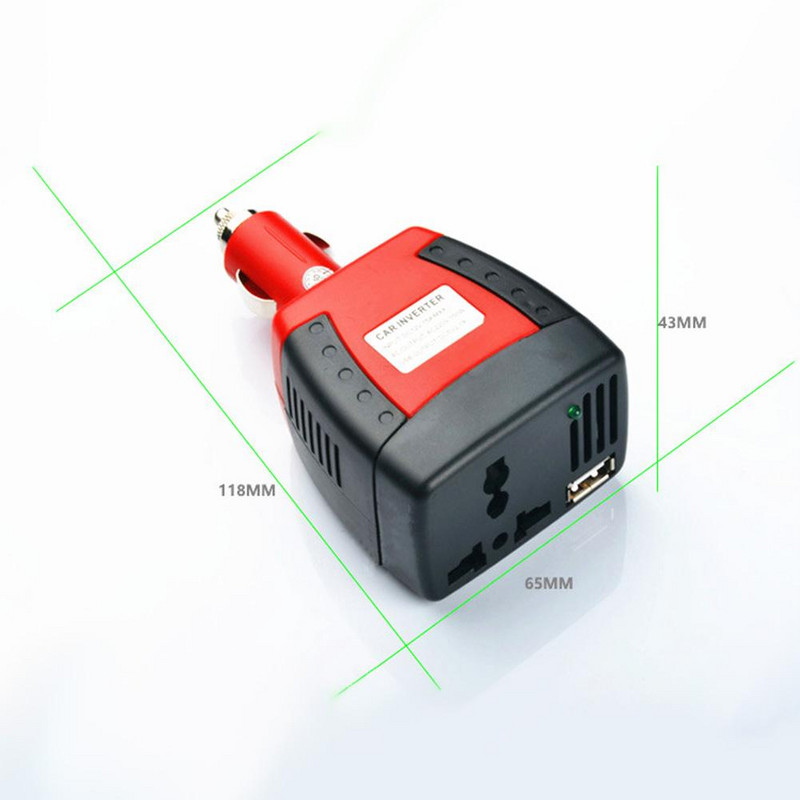 150 W auto toiteinverter DC 12 V kuni AC 220 V USB 5 V automaatse laadija adapter sülearvuti jaoks