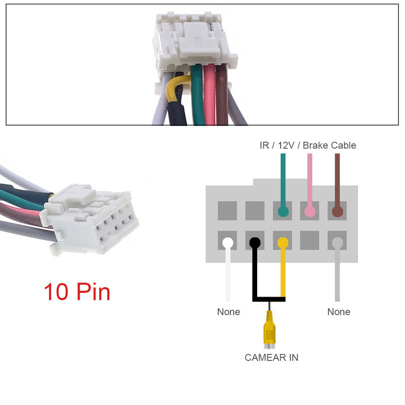 Universaalne 10 kontaktiga auto RCA tahavaatekaamera video sisendkaabli adapteri juhtmestiku pistik Androidi raadio lisaseadmed