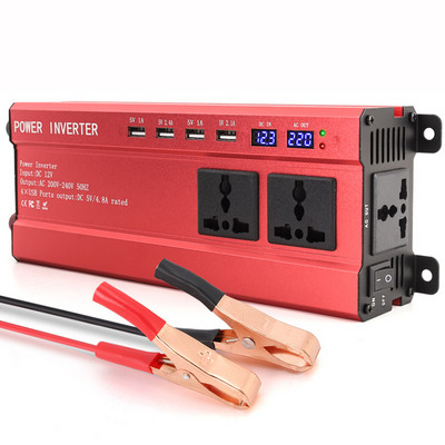 2000W Display Invertor 12V la 220V Transformator 3 Prize 4 USB Convertor Auto Inversor Adaptor Auto pentru Masina Casa Exterior