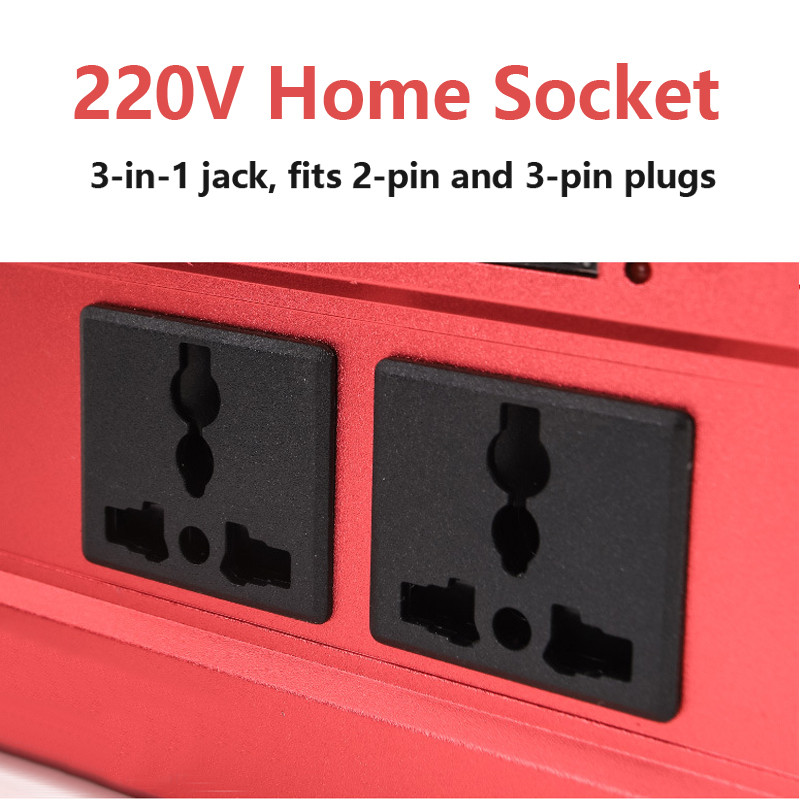 2000W Display Invertor 12V la 220V Transformator 3 Prize 4 USB Convertor Auto Inversor Adaptor Auto pentru Masina Casa Exterior