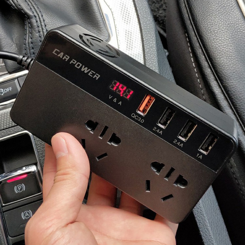 400 W automašīnas pārveidotājs līdzstrāvas 12 V līdz 220 V maiņstrāvai pārveidotāja izvadi Sprieguma pārveidošana LCD digitālais displejs universālais kontaktligzdas strāvas adapteris