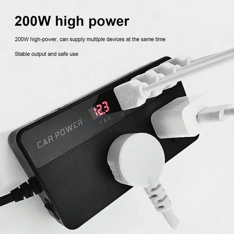 400 W automašīnas pārveidotājs līdzstrāvas 12 V līdz 220 V maiņstrāvai pārveidotāja izvadi Sprieguma pārveidošana LCD digitālais displejs universālais kontaktligzdas strāvas adapteris