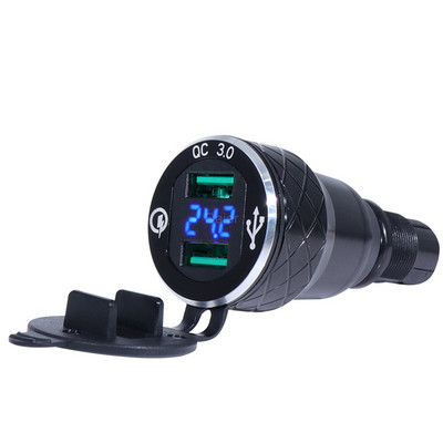 Alumiiniumisulamist QC3.0 USB laadija Din Pistikupesa Toiteväljund Voltmeeter Dual 5V 4.2A Din USB Adapter BMW jaoks