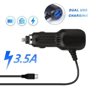 Καλώδιο φόρτισης DVR Dash Cam Car Charger Mini USB Καλώδιο / Micro USB 11,5ft Τροφοδοτικό καλώδιο τροφοδοσίας 12-24V για κάμερα DVR GPS