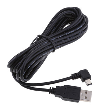 3,5 м кабел за зареждане на Dash Cam 5V 2A USB към Mini USB кабел за зареждане с ляво огъване DVR GPS кабел за зареждане за автомобил, камион, мобилни телефони MP3