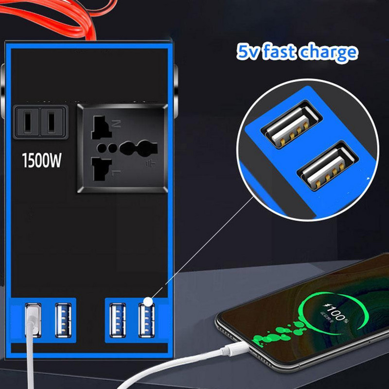 24 V katkematu 12 V–220 V invertermuundur alalisvoolu port 220 V auto vahelduvvoolu muundur / topelt 2,4 A 12 V 110 V USB toega ja LCD G4E1