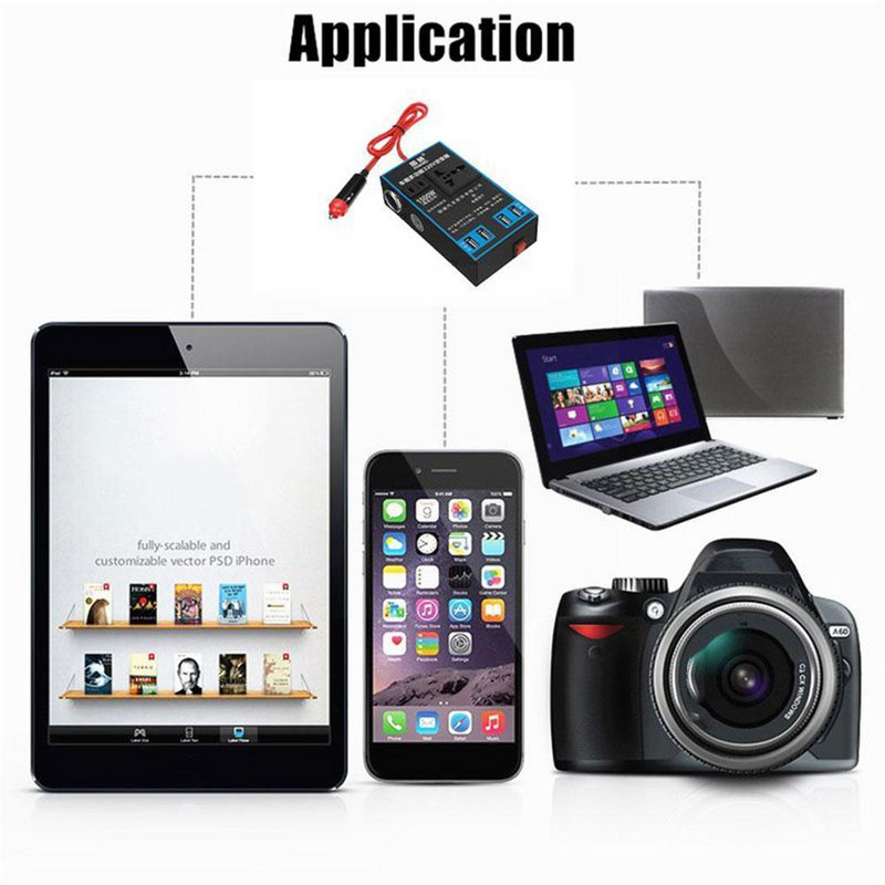 24 V katkematu 12 V–220 V invertermuundur alalisvoolu port 220 V auto vahelduvvoolu muundur / topelt 2,4 A 12 V 110 V USB toega ja LCD G4E1