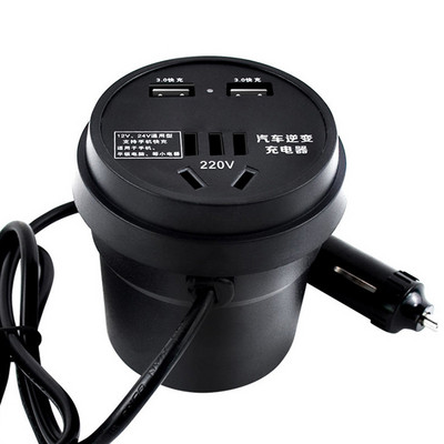 Invertor de putere auto 150W DC 12V/24V LA 220V AC Suport pentru pahare invertor auto QC3.0 Incarcator rapid Accesorii auto de schimb