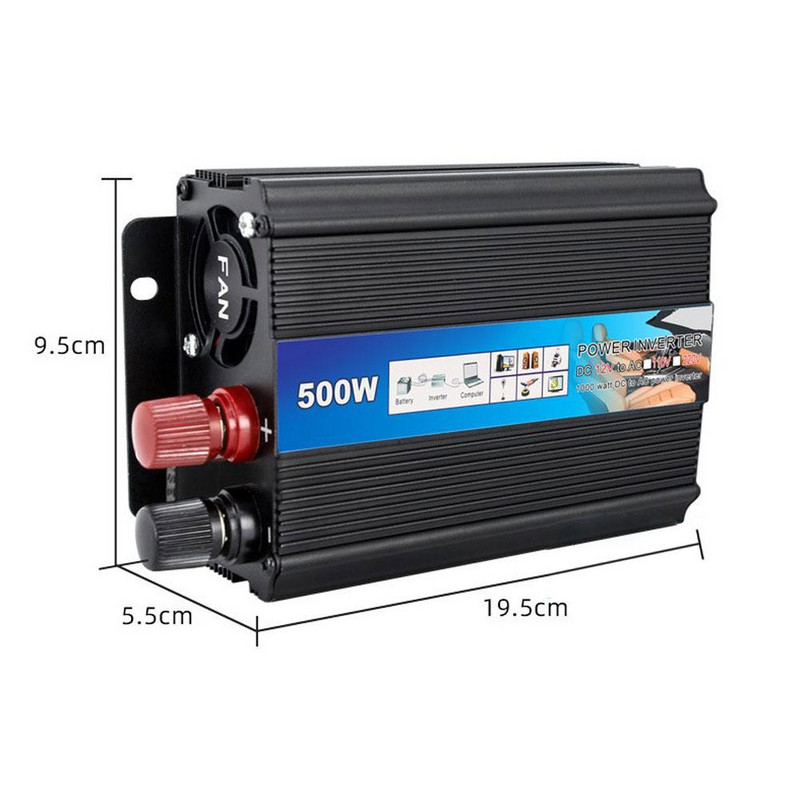 Puhas siinuslaine automaatne inverter 12v kuni 220v 500w inverter, suure võimsusega suure konversiooniga automaatne trafoadapter autotarvikud