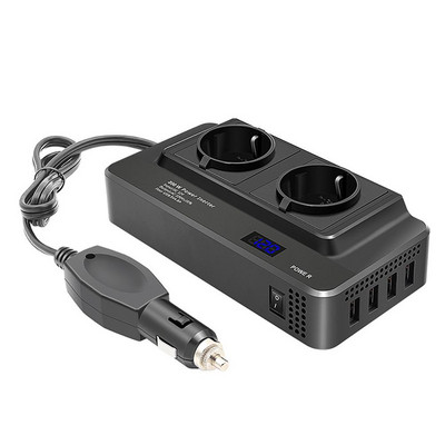 Automobilski pretvarač 200w 12v u 220v pretvarač napona s pametnim digitalnim zaslonom u stvarnom vremenu s EU utičnicom