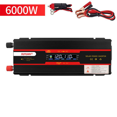 12V 220V Power Inverter 3000W 4000W 6000W Car Inversor Solar Inverter Μετατροπέας τροφοδοσίας με φορτιστή Οθόνη LCD Τάση