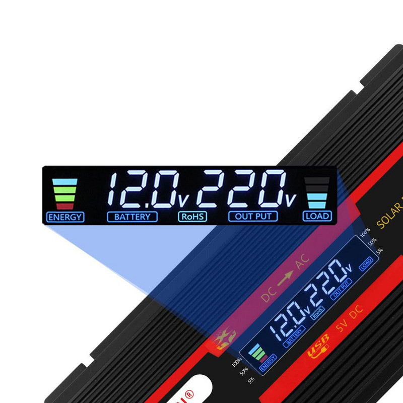 12V 220V maitinimo keitiklis 3000W 4000W 6000W automobilio inversorius saulės energijos keitiklis maitinimo šaltinio keitiklis su įkrovikliu LCD ekrano įtampa