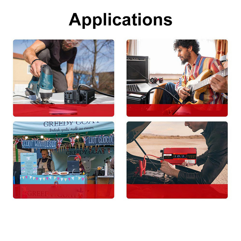 12V 220V maitinimo keitiklis 3000W 4000W 6000W automobilio inversorius saulės energijos keitiklis maitinimo šaltinio keitiklis su įkrovikliu LCD ekrano įtampa