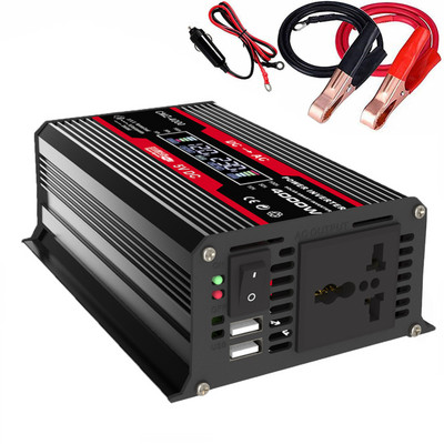 4000W инвертор на захранване за кола DC 12V към AC 220V Модифицирана синусоида Автомобилен адаптер Конвертор USB AC контакти Слънчев преобразувател на мощност за кола