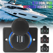 5V 3.1A Încărcător USB dublu Adaptor priză de alimentare Montare pe panou de încărcare rapidă pentru motocicletă, mașină, barcă, ATV, UTV, rulote