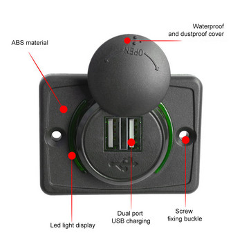 5V 3.1A Dual USB Charger Power Socket Adapter Fast Charging Panel Mount for Motorbike Car Boat ATV UTV Camper Caravans