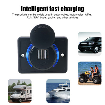 5V 3.1A Dual USB Charger Power Socket Adapter Fast Charging Panel Mount for Motorbike Car Boat ATV UTV Camper Caravans