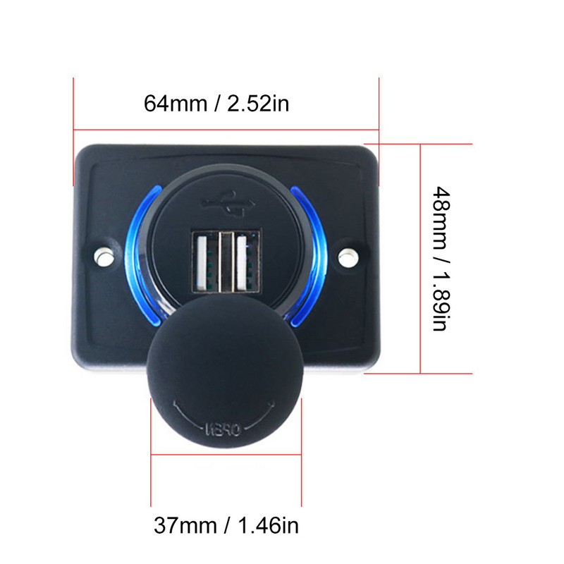 5V 3.1A Încărcător USB dublu Adaptor priză de alimentare Montare pe panou de încărcare rapidă pentru motocicletă, mașină, barcă, ATV, UTV, rulote