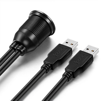 2 порта двоен USB 3.0 мъжки към USB 3.0 женски AUX удължителен кабел за монтаж на кола за кола, камион, лодка, табло за мотоциклет