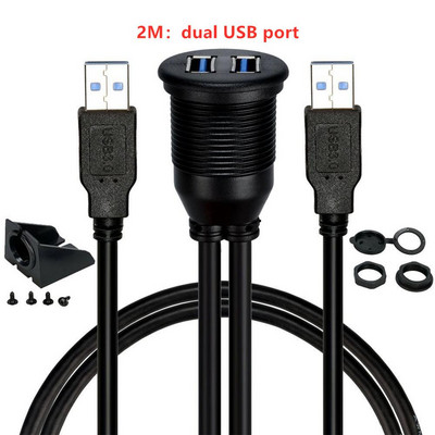 2 priključka Dual USB 3.0 muški na USB 3.0 ženski AUX ugradbeni produžni kabel za ugradnju u automobil za upravljačku ploču automobila, kamiona, čamca