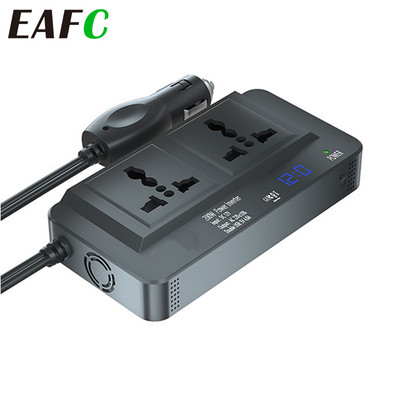 EAFC автомобилен инвертор DC 12V към AC 220V 200W преобразувател инвертор 4 бр. USB бързо зареждане на LED дисплей Гнездо Универсален контакт
