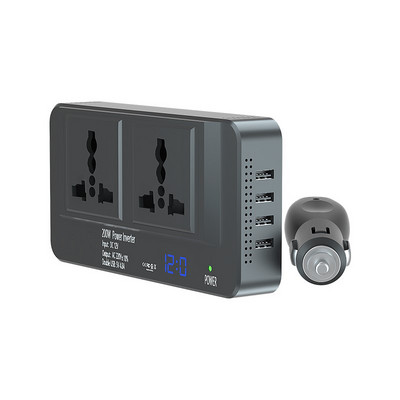 EAFC Invertor de mașină DC 12V la AC 220V 200W Convertor Invertor 4 buc USB Încărcare rapidă LED Priză afișaj Priză universală