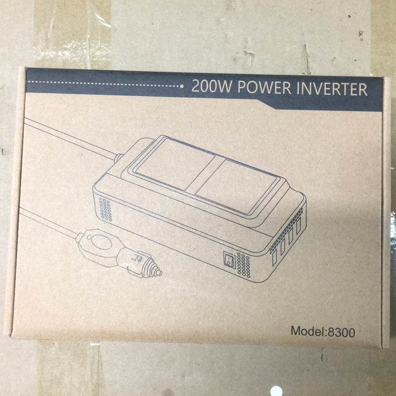 EAFC Invertor de mașină DC 12V la AC 220V 200W Convertor Invertor 4 buc USB Încărcare rapidă LED Priză afișaj Priză universală