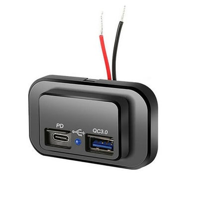 3.1A C típusú autós USB-port autós gyorstöltő aljzat tápcsatlakozó panelre szerelhető vízálló mobiltelefon töltő autós lakókocsihoz