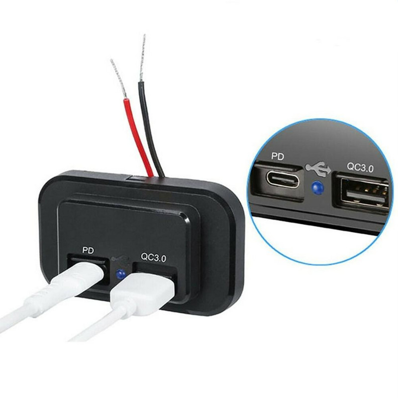 3,1A tüüpi C auto USB-port auto kiirlaadija pistikupesa väljalaskeava paneeli kinnitus veekindel mobiiltelefoni laadija autopaadi haagissuvila jaoks