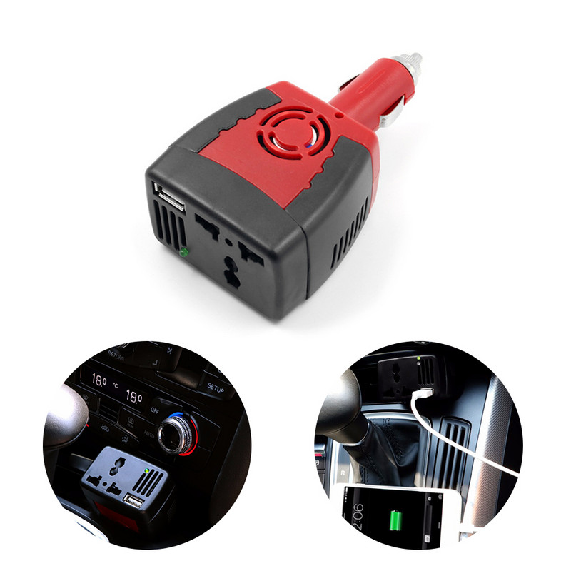 150 W automaatse toitemuunduriga alalisvoolu 12 V kuni 220 V vahelduvvoolu auto väljundpinge muunduri adapteri võimendi USB laadimispordiga
