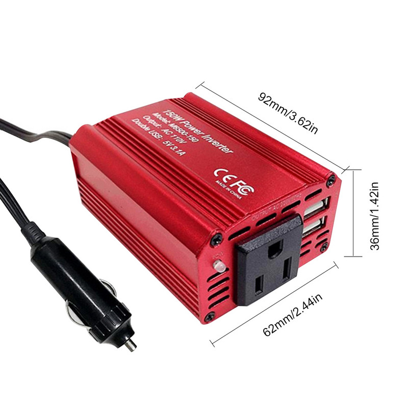 Grynosios sinusinės bangos keitiklis nuo 12 V iki kintamos srovės 110/220 V 300 W nešiojamasis automobilinis maitinimo keitiklis įkroviklis Keitiklis adapteris Universalus ES / JAV lizdas