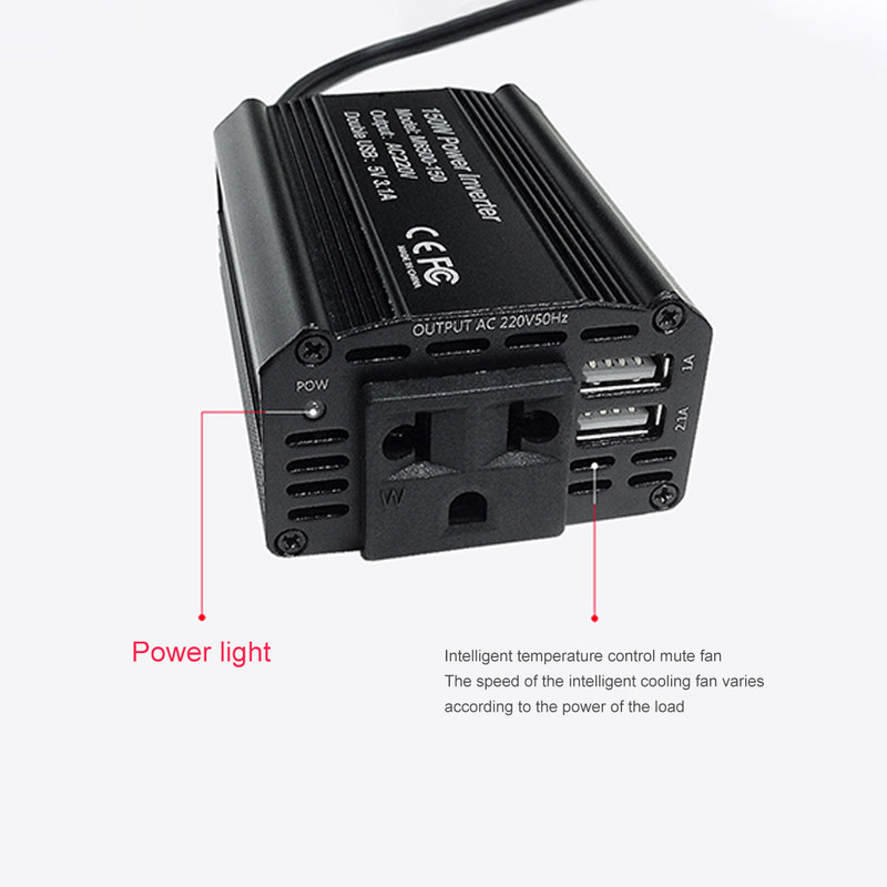Grynosios sinusinės bangos keitiklis nuo 12 V iki kintamos srovės 110/220 V 300 W nešiojamasis automobilinis maitinimo keitiklis įkroviklis Keitiklis adapteris Universalus ES / JAV lizdas