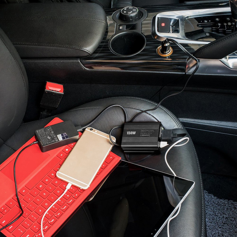 Grynosios sinusinės bangos keitiklis nuo 12 V iki kintamos srovės 110/220 V 300 W nešiojamasis automobilinis maitinimo keitiklis įkroviklis Keitiklis adapteris Universalus ES / JAV lizdas