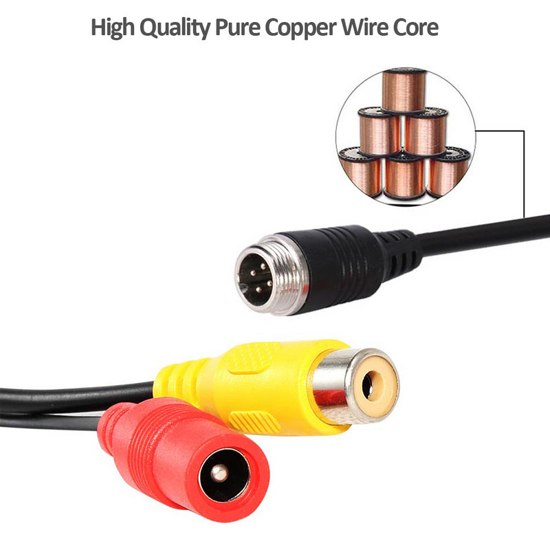JIEPIE M12 Aviation Head 4 kontaktiga isane RCA/DC emane 4 kontaktiga RCA adapteri pikenduskaabel CCTV monitori auto tagumise varukaamera jaoks