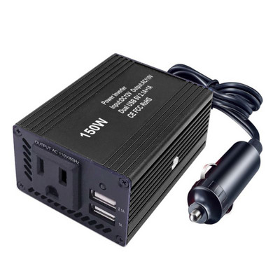 Invertor de putere pentru mașină 150W Convertor de 12V DC la 110V 220V AC Undă sinusoidală modificată cu încărcător de mașină USB dublu de 3,1A Protecție la suprasarcină