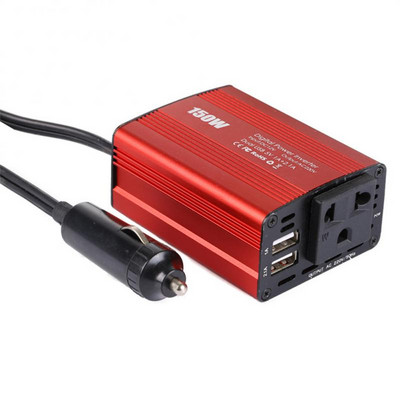 Invertor de putere automată DC 12V la AC 110V/220V Convertor 150W Convertor Adaptor încărcător auto USB dublu Undă sinusoidală modificată Priză UE SUA