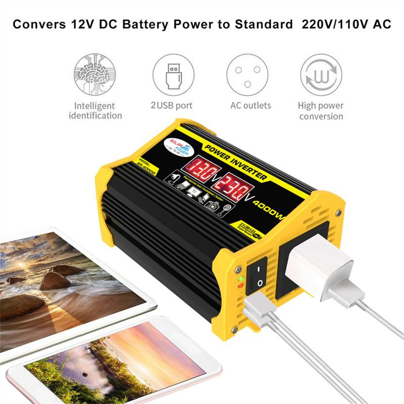 Autoadapter pistikupesa jaoks 300 W auto toiteinverter 12 V DC kuni 220 V vahelduvvoolu muunduri auto pistiku adapter kahe USB-ga