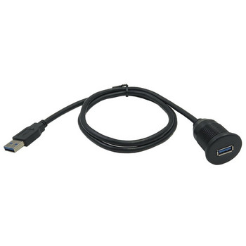 Водоустойчив USB адаптер за вградена докинг станция Панел за табло USB 3.0 порт мъжки към женски удължителен кабел за автомобил мотоциклет