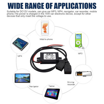 Μονάδα μετατροπέα DC-DC 12V σε 5V 3A 15W Διπλό USB Προσαρμογέας εξόδου τροφοδοσίας τροφοδοσίας κατεβαίνοντας αδιάβροχη μονάδα τροφοδοσίας αυτοκινήτου Potting