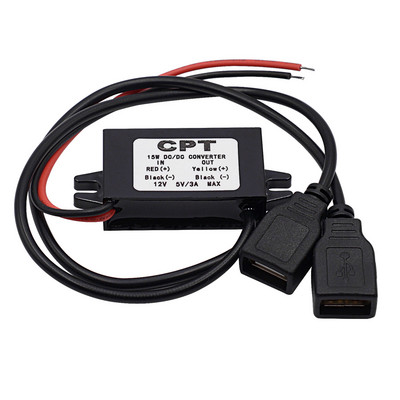 Μονάδα μετατροπέα DC-DC 12V σε 5V 3A 15W Διπλό USB Προσαρμογέας εξόδου τροφοδοσίας τροφοδοσίας κατεβαίνοντας αδιάβροχη μονάδα τροφοδοσίας αυτοκινήτου Potting
