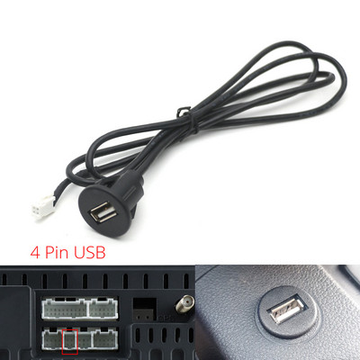 Universaalne 4 6 pin USB naisliidesega armatuurlaua kinnituspaneeli pikenduskaabli adapter autoraadio Androidi multimeediumipleieri jaoks