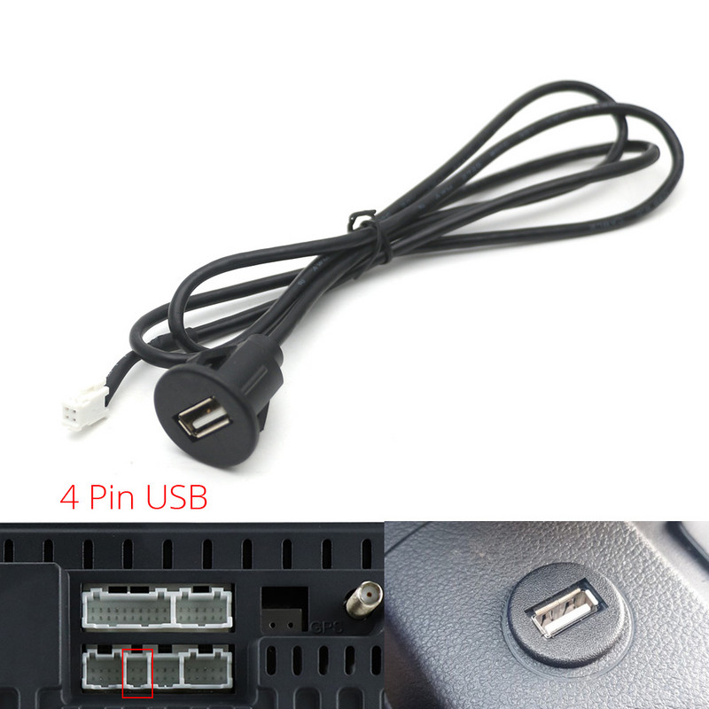 Universaalne 4 6 pin USB naisliidesega armatuurlaua kinnituspaneeli pikenduskaabli adapter autoraadio Androidi multimeediumipleieri jaoks